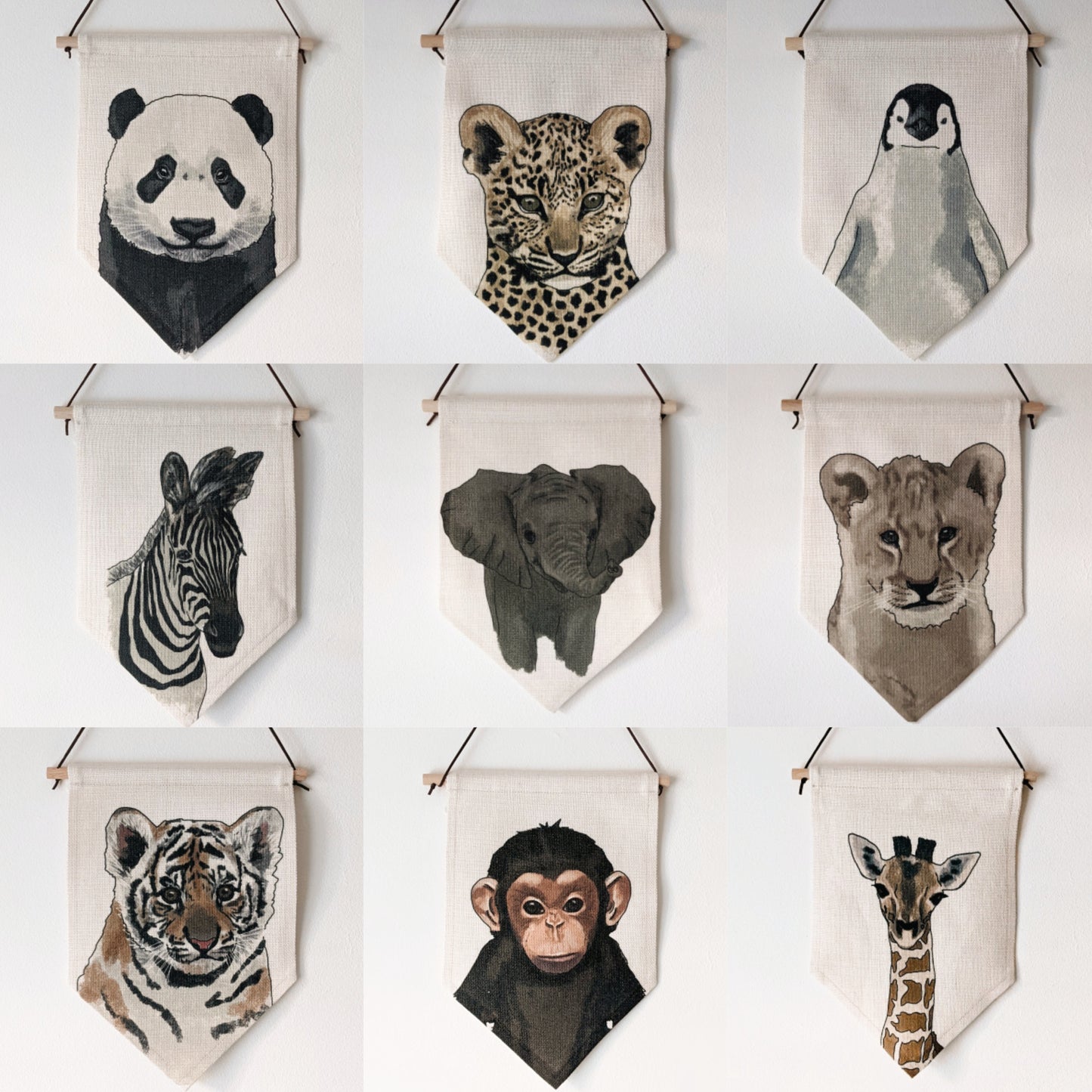 Baby Animal Linen Flag