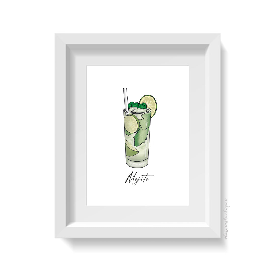 Mojito Glass Illustration Print