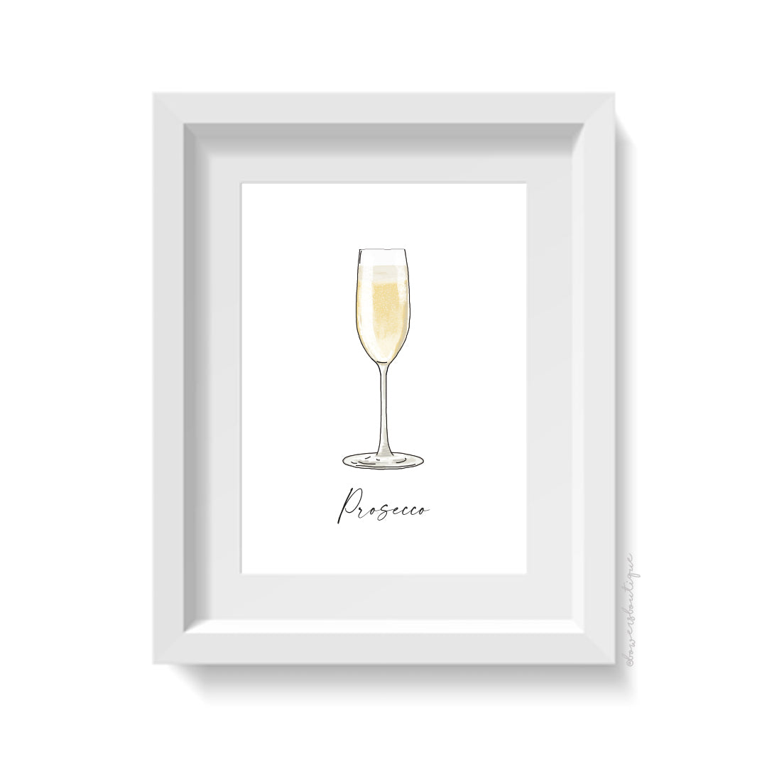 Prosecco Glass illustration Print