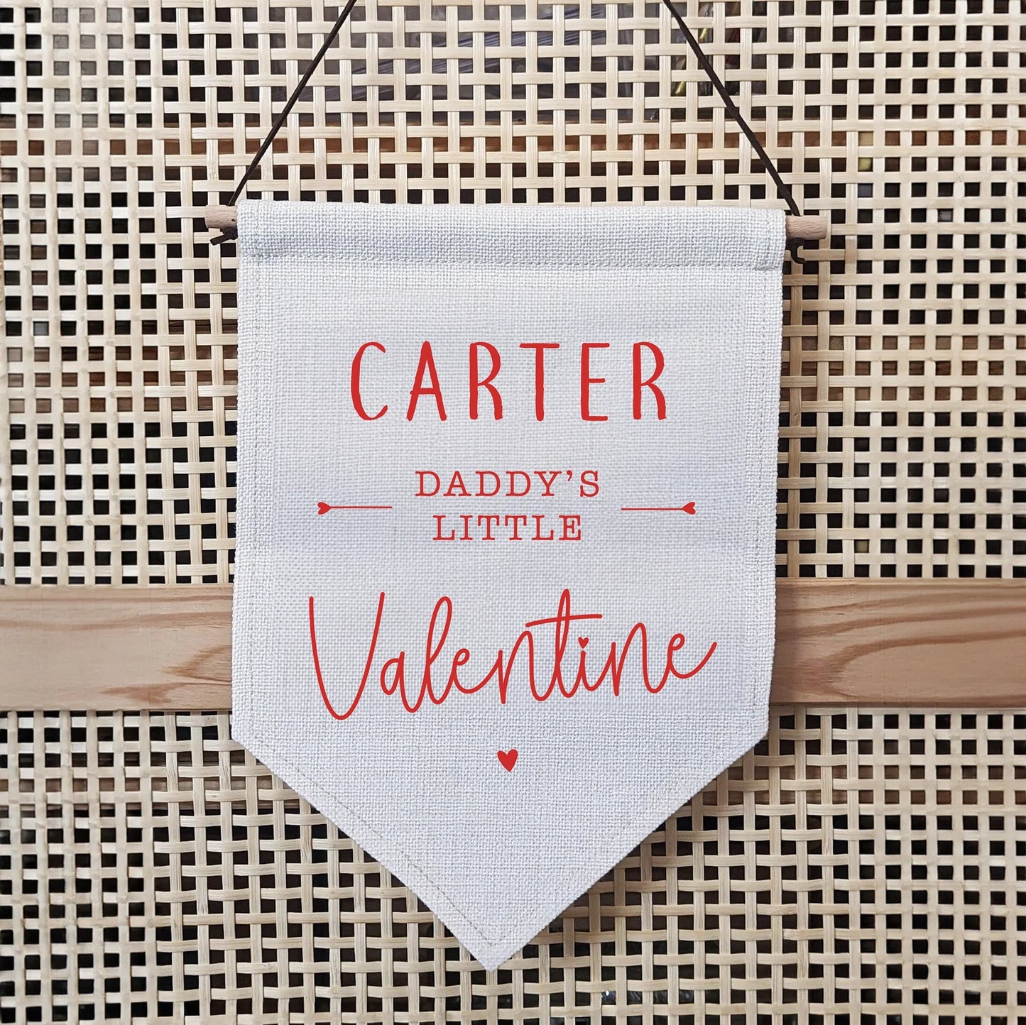 Personalised Mummy's or Daddy's Little Valentine Linen Flag
