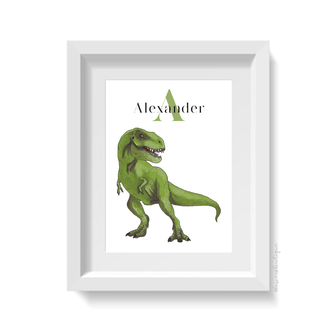 Trex Dinosaur Personalised Name & Initial Print