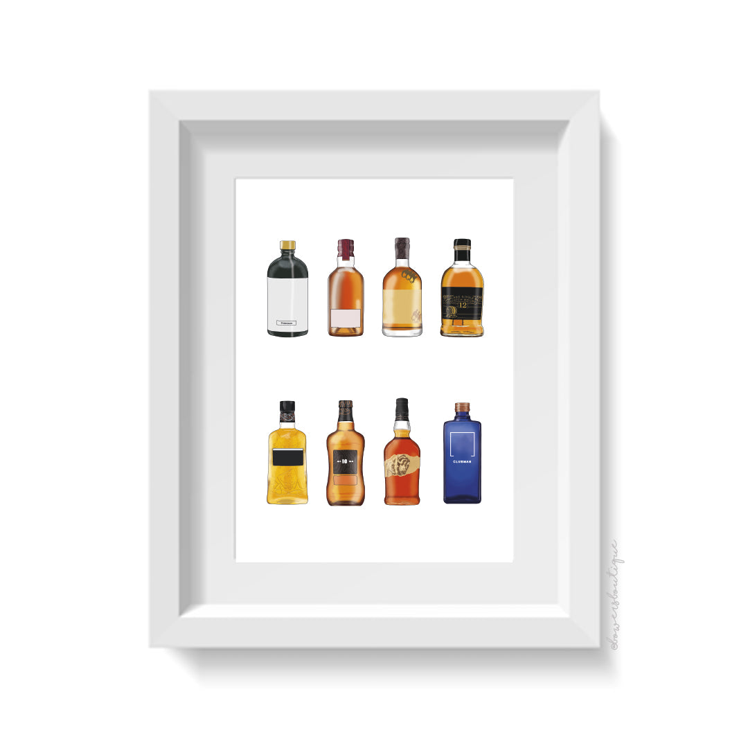 Whiskey Bottles Print