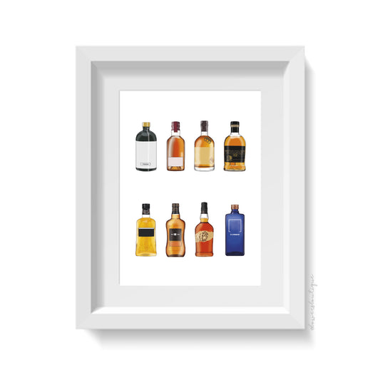Whiskey Bottles Print