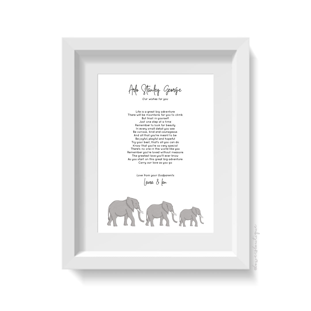 Personalised Elephant Print from Godparents