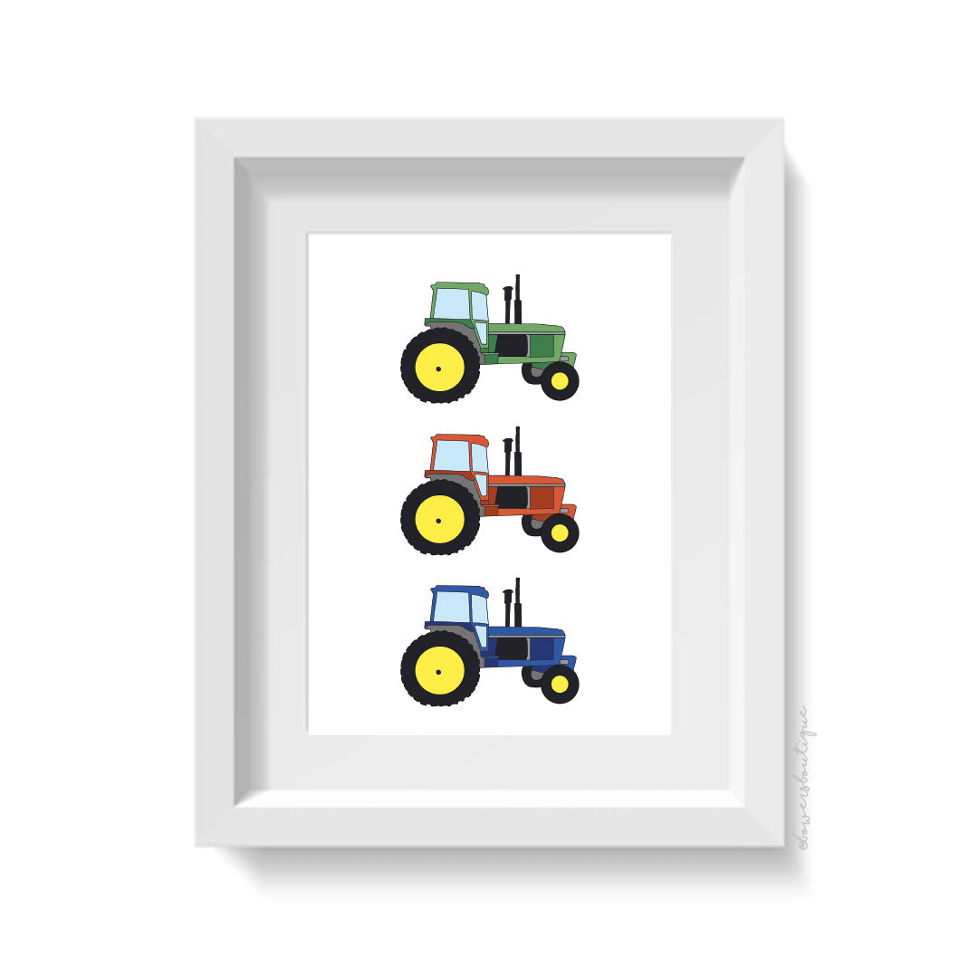 Three Tractors Print