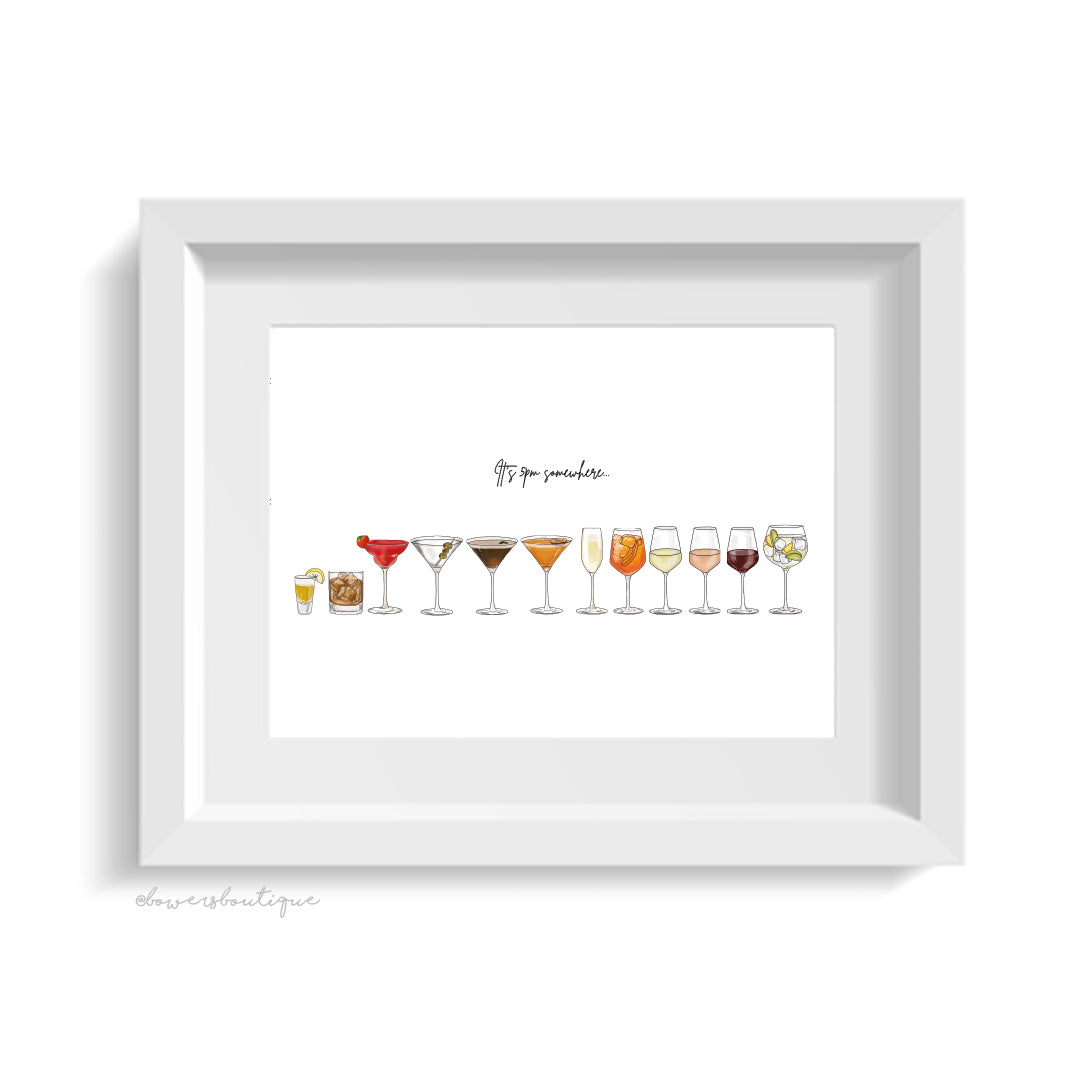 It's 5pm Somewhere Cocktail Print