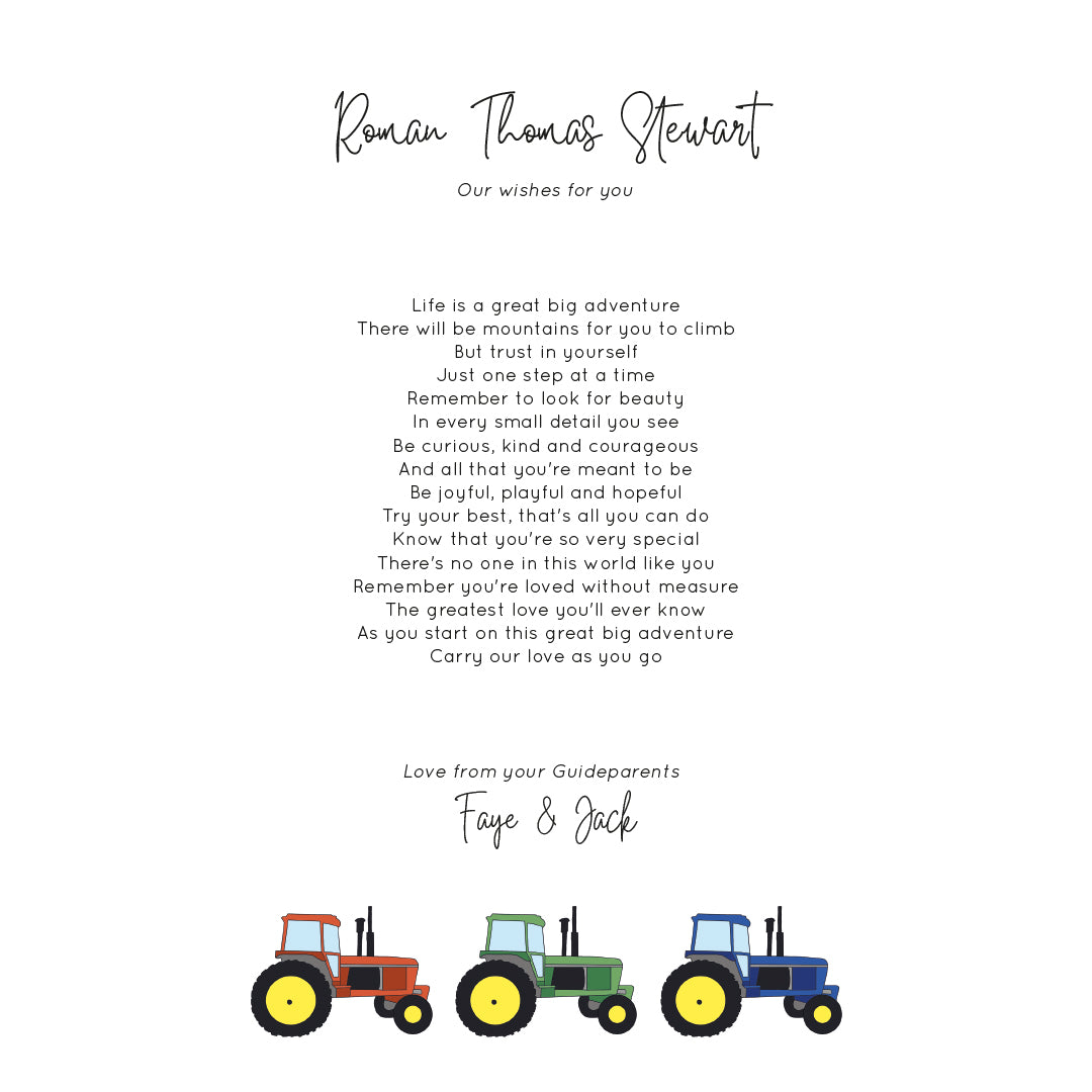 Personalised Tractor Print from Godparents